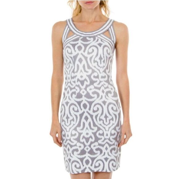 Gretchen Scott Designs Women’s Isosceles Arabesque Taupe and White Sleeveless Je - Picture 1 of 10
